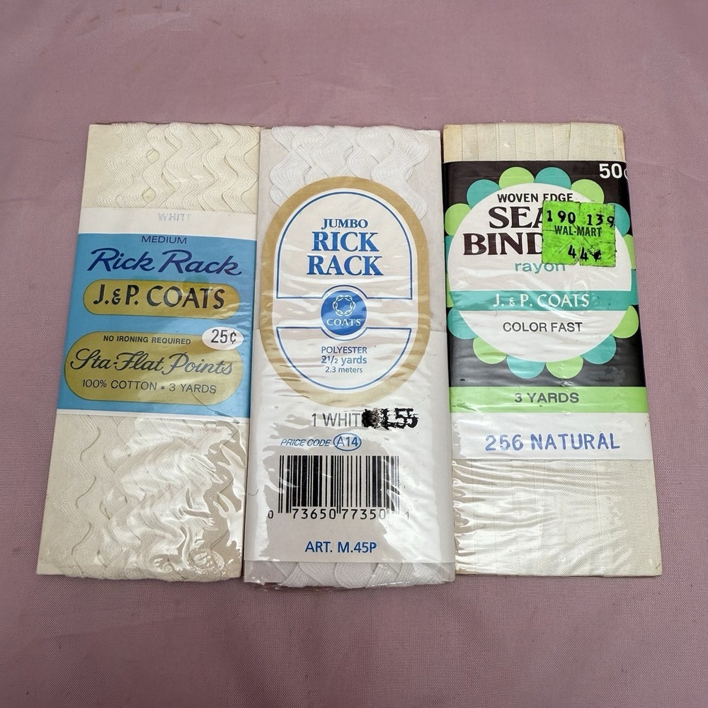 Vintage Sewing Notions Lot 20+ Sealed Bias Tape Rick Rack Lace Trim Hem Facing - Picture 9 of 16